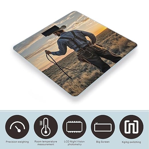 Cowboy West Scale for Body Weight Accurate Digital Bathroom Scale Toughened Glass High Precision Scales Smart Weight Scales with Large LCD Backlight Display Weighing Machine