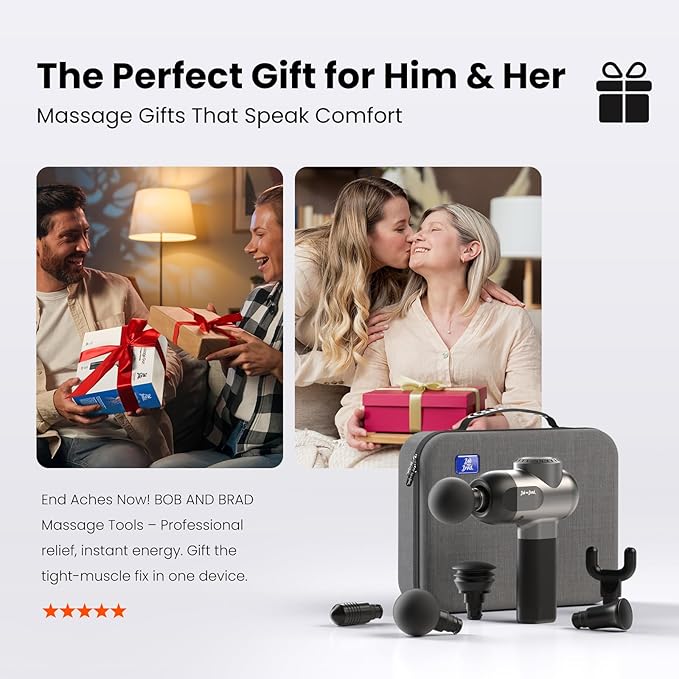 BOB AND BRAD C2 Massage Gun FSA Eligible &amp HSA Approved Deep Tissue Percussion Massager Gun Muscle Massager with 5 Speeds and 5 Heads Electric Back Massagers for Professional Athletes Home Gym