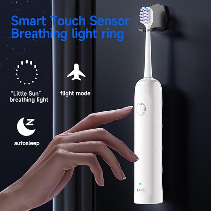 X1 Sonic Electric Toothbrush for Adults - Sweeping &amp Vibrating Rechargeable 4 Brush Heads 5 Cleaning Modes 60-Day Battery Life &amp IPX7 Waterproof Design (White)
