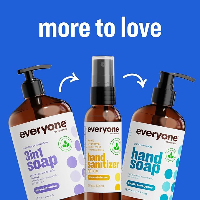 Everyone 3-in-1 Kids Soap Body Wash Bubble Bath Shampoo 32 Ounce (Pack of 2) Lavender Lullaby made with Essential Oils for Toddlers tweens and teens