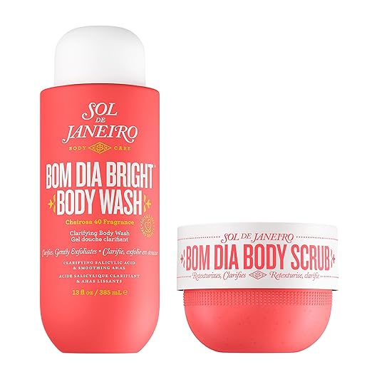 Sol de Janeiro Visibly Brightening and Smoothing Bom Dia AHA Body Scrub and Body Wash Duo Amazon Exclusive