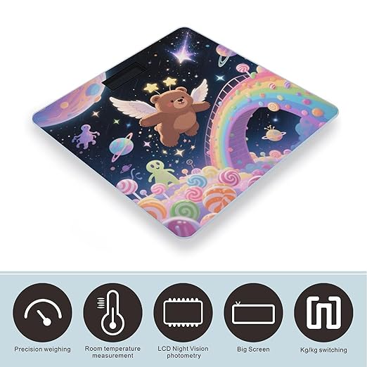 Winged Bear Weight Scale Cute Bathroom Scale for Body Highly Accurate Digital Weighing Machine for People Compact LCD Display Scales with Sturdy Toughened Glass Scales