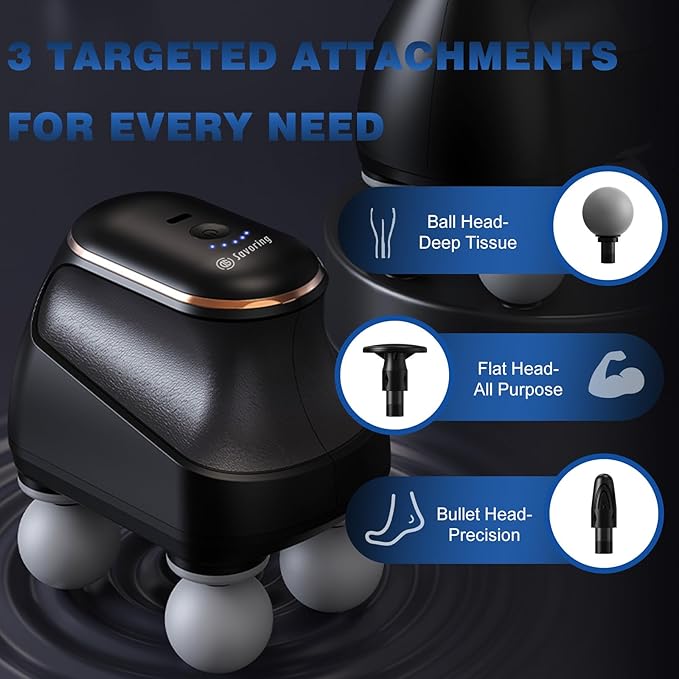 4 Head Massage Gun Deep Tissue Mini Percussion Muscle Massage Gun for Pain Relief Portable Electric Muscle Massager with 5 Speeds 3 Attachments USB Rechargeable - Ideal Gift for Men &amp Women
