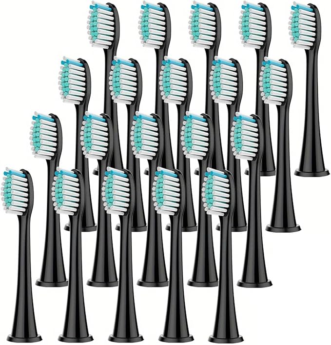 Electric Toothbrush Head Replaceable Sonic Suitable Compatible for 's Brush(Black 20pc)