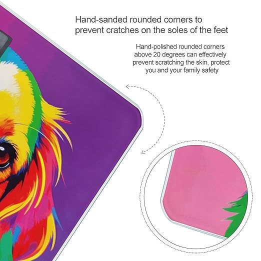 Colorful Dog Portrait Weight ScaleClear LED Display Bathroom Digital Weighing ScaleTempered Glass Digital Bathroom Scale for Body Weight Capacity Up to 400 Lbs