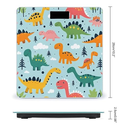 Men's Smart Scale for Body Weight Digital Bathroom Weighing Scale Automatic Switch Energy Saving Scale Funny Dinosaurs Mint Green Cute Cartoon