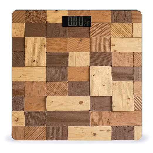Faux Wood Bricks Weight Scale Large Bathroom Scales Digital Weight with Bright LED Display Non Slip Automatic Weighing Scale Fashion Weighing Machine for Body