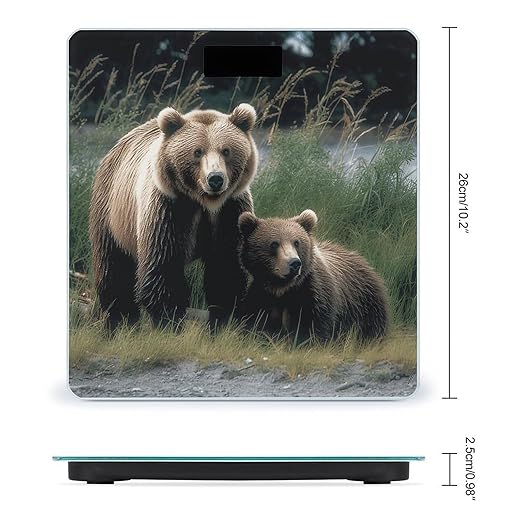 A Mother and A Cub Bears Scale for Body Weight Highly Accurate Digital Bathroom Scale Sturdy Tempered Glass Weighing Scales with LCD Display Fashion Body Fat Smart Scales 400lb