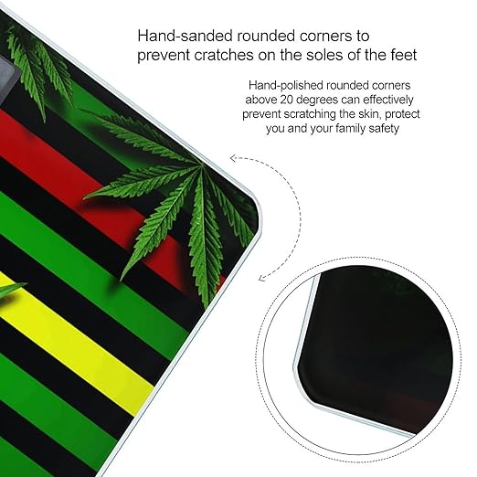 Weed Striped Bathroom Scale Rounded Smart Scale for Body Weight Automatic Power On/Off Weight Scales Accurate Bathroom Digital Scales for Pet Home Bedroom Kitchen
