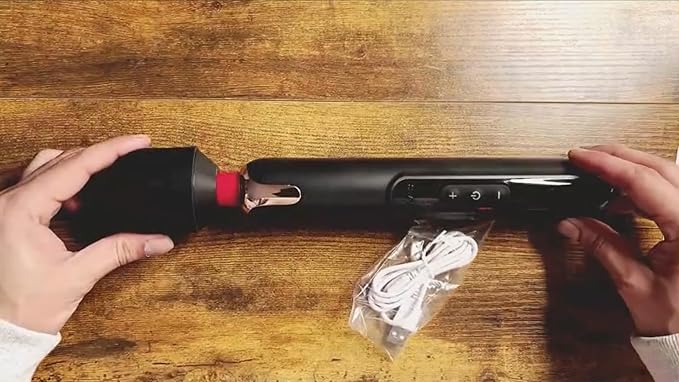 Cordless Electric Back Massager Long Handle Big Handheld Muscle Massager Rechargeable with Multiple Speed Settings Black