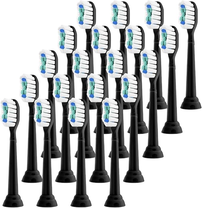 Replacement Toothbrush Heads Compatible for 1100 2100 4100 5100 5300 6100 7500 Brush Head(Black-20 Pcs)