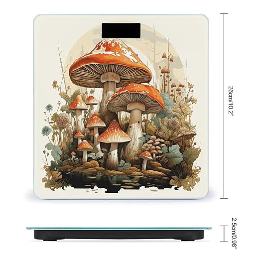 Giant Mushroom Scale for Body Weight Sturdy Tempered Glass Weighing Scales with LCD Display Accurate Digital Bathroom Scale Convenient Body Fat Smart Scales 400lb