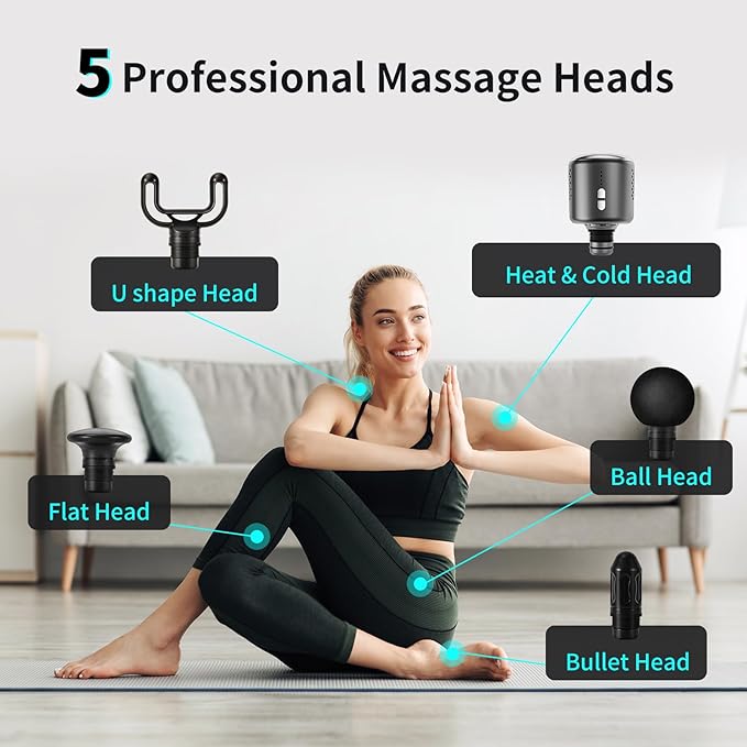 arboleaf Thermacool Massage Gun with Heat and Cold 6 Speeds Muscle Massage Gun Deep Tissue with Case Powerful Percussion Massager for Home Gym Office Muscle Back Pain Relief Gift