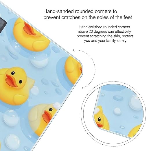Smart Scale for Body Weight Automatic Switch Digital Bathroom Weighing Scale Yellow Rubber Ducks Bubbles White