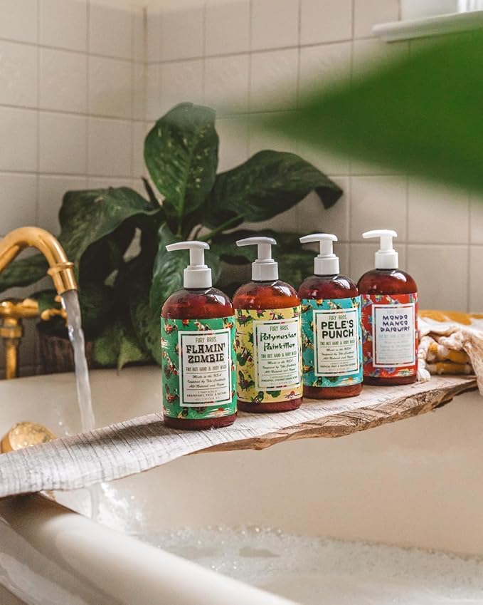 FURY BROS. Tiki Hut Hand &amp Body Wash Pele’s Punch | Tropical Fruit &amp Toasted Coconut | Natural Ingredients | Made in USA | Inspired by Tiki Cocktail Recipes | Cruelty-Free | 16 oz