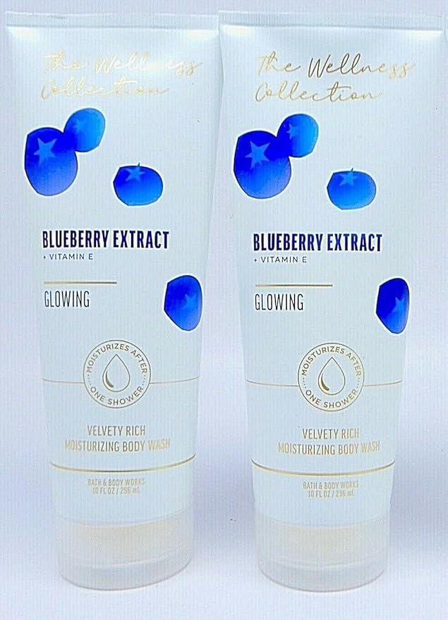 2 THE WELLNESS COLLECTION BLUEBERRY EXTRACT GLOWING bath BODY WASH