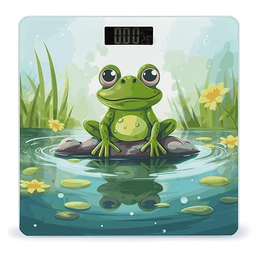 Digital Bathroom Scale for Body Weight Scale with Bright LCD Display High Accuracy Step-On Technology Auto On/Off Frog in A Pond Digital Scales 400 Lbs /180kg