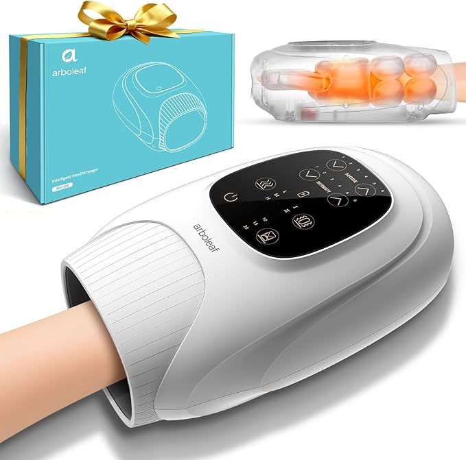 arboleaf Hand Massager with Heat and Compression for Women Men Mom Dad 6 Modes and 3 Heating Options Cordless &amp Powerful Hand Massager for Finger Wrist Palmand Lower Forearm