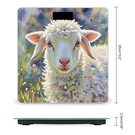Cute Sheep Bathroom Scale for Body Weight Bathroom Weighing Scales with Back Lit LED Display Sturdy Tempered Glass Body Weight Bathroom Scale 400lb Weighing