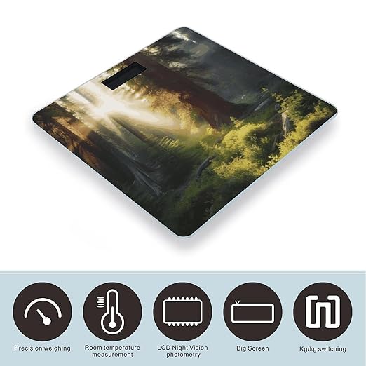Morning Sunlight in Wilderness Bathroom Scale for Body Weight Bathroom Weighing Scale with Backlit LCD Display Highly Accurate Measures Weight Up to 180kg