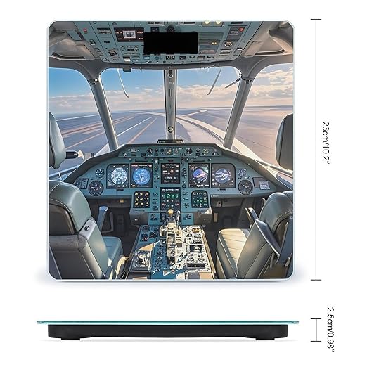 Airplane Cockpit Bathroom Scale Automatic Power On/Off Body Scales LCD Backlight Display Square Digital Scale Rounded Corners Bathroom Scales for Home Bedrooms