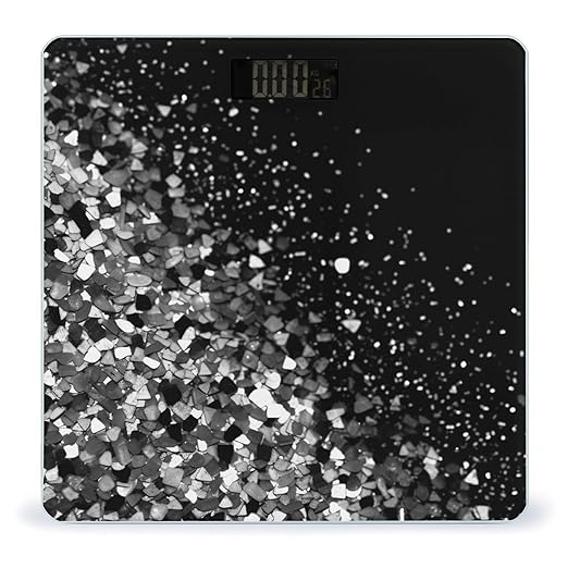 Black White Glitter Bathroom Scale Weight Scale for Body WeightHighly Accurate Digital Weighing Machine Clear LED Display Digital Bathroom Body Scale 400lb/182kg