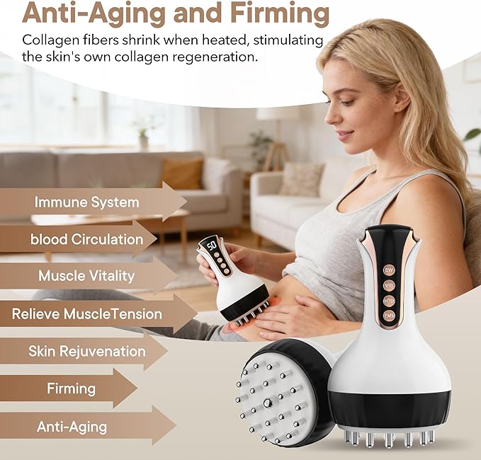 Lymphatic Drainage Massager &amp Massage Tool Body Sculpting Machine &amp Fascia Blaster for Cellulite with Microcurrent Light Heat &amp Vibration for Legs Arms &amp Belly