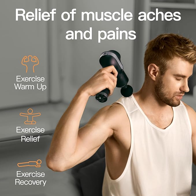 UMAY Massage Gun Percussion Muscle Massage Gun Deep Tissue Whole Body Massager Gun for Athletes for Pain Relief Handheld Relaxation Portable Electric Muscle Massager with 10 Attachments