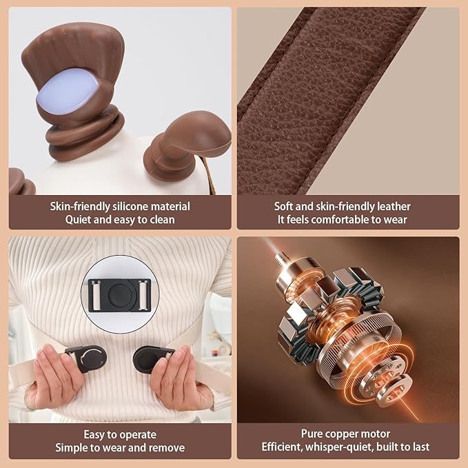 Neck and Shoulder Massager with HandsWireless Portable Deep Tissue Massage for Neck 4D Bionic Real Touch Shiatsu Hand Massager Rechargeable Cervical Electric Massager for Home Office