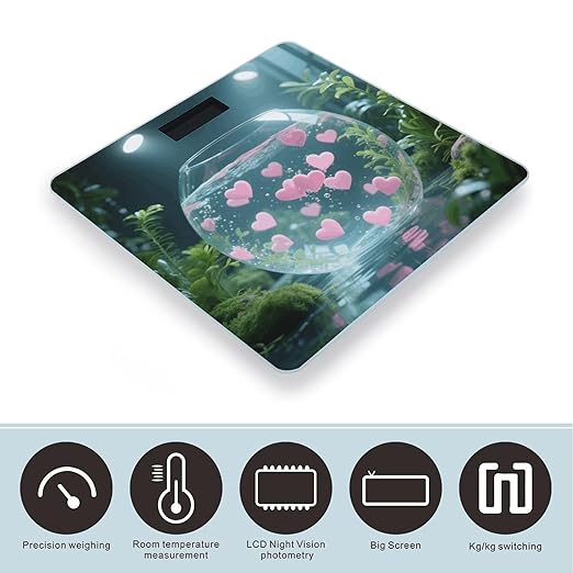 Sea of Heart Weight Scale Cute Bathroom Scale for Body Highly Accurate Digital Weighing Machine for People Compact LCD Display Scales with Sturdy Toughened Glass Scales