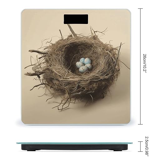 Birds Nest Scale for Body Weight Highly Accurate Digital Bathroom Scale Sturdy Tempered Glass Weighing Scales with LCD Display Fashion Body Fat Smart Scales 400lb