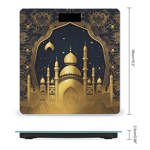 Eid Golden Mosque Scale for Body Weight Highly Accurate Digital Bathroom Scale Sturdy Tempered Glass Weighing Scales with LCD Display Fashion Body Fat Smart Scales 400lb