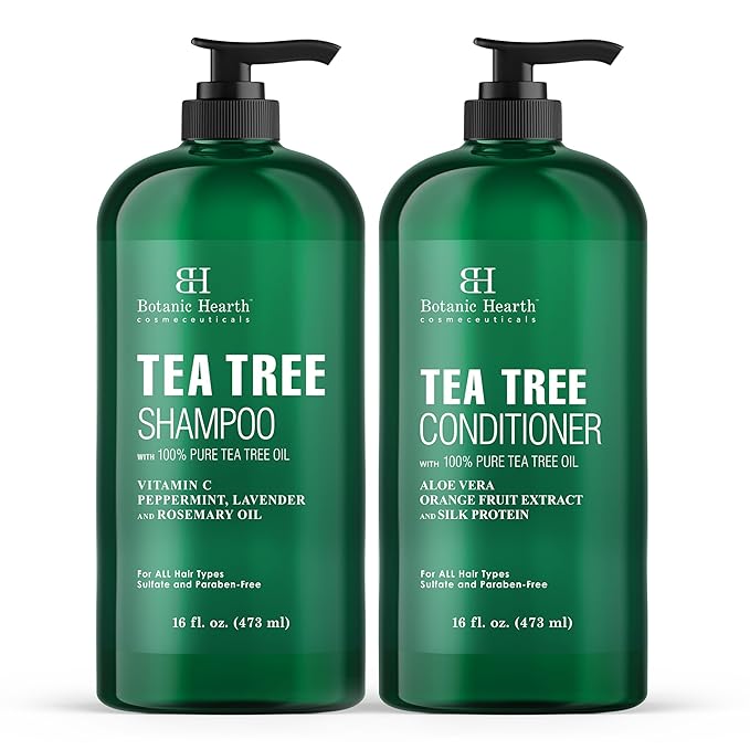 Botanic Hearth Tea Tree Body Wash Rosemary mint oil Tea Tree Shampoo and Conditioner Set 16 x2 Combo Set