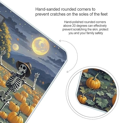 Skeleton Ball Pumpkin Field Scale for Body Weight Highly Accurate Digital Bathroom Body Scale Digital Bathroom Scales for People Anti-Slip Large LCD Display Smart Scales