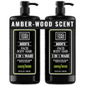 Dead Sea Collection Amber Wood Men’s Body Wash – 3 in 1 Body Wash for Men for Hair Face &amp Body – Moisturizing Shower Gel with Dead Sea Minerals – Pack of 2 (33.8 fl oz each)