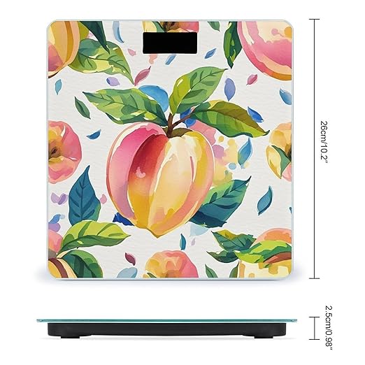Colorful Peach Watercolor Scale for Body Weight Accurate Digital Bathroom Scale Toughened Glass High Precision Scales Smart Weight Scales with Large LCD Backlight Display Weighing Machine