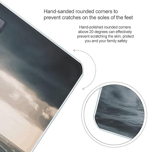 Lighthouse in Storm Scale for Body Weight Highly Accurate Bathroom Body Scale Sturdy Tempered Glass Digital Weight Scales LCD Display Smart Scales Rounded Corners Design