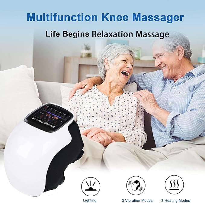 DTOKO Knee Massager -Large Screen Adjustable Temperature Cordless Knee Massagers with Heat and Vibration Portable Wearable Knee Massager Easter Women’s Day Gift for Mon - White