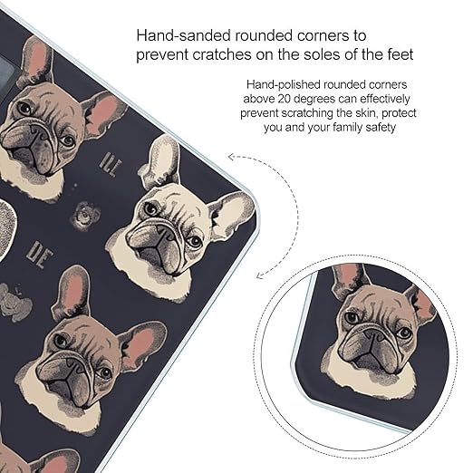I Love French BulldogScale for Body Weight with LCD High Precision Weighing Scales Fashion Sturdy Tempered Glass Weight Scales Easy-to-Read Digital Bathroom Scale for Daily 400lb
