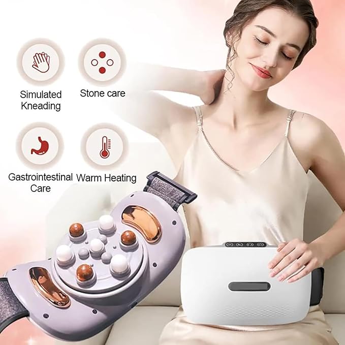 Electric BianStone Abdominal Kneader Stomach Massager 2000 MAh Long Battery Life 5 Modes 3 Levels of Intensity Relief of Abdominal Back Neck and Leg Pains for Home/Abdominal Pain