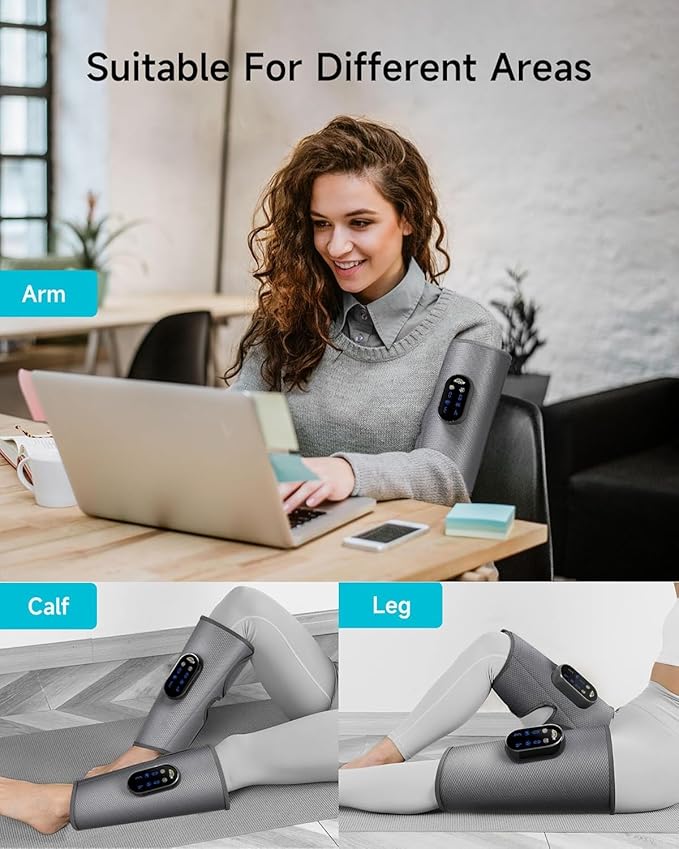 ALLJOY Cordless Calf Massager Leg Massage for Circulation and Pain Relief Christmas Gifts Rechargeable Calf Air Compression Massager with 2 Heat Levels 4 Modes 3 Intensities for Men Women Mom Dad