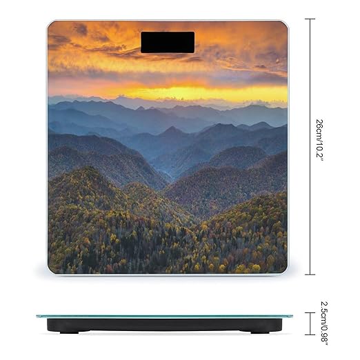 Blue Ridge Parkway Mountains Bathroom Scale Automatic Power On/Off Body Scales LCD Backlight Display Square Digital Scale Rounded Corners Bathroom Scales for Home Bedrooms
