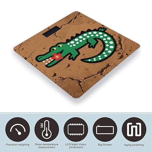 Crocodile Clan Mark Scale for Body Weight Sturdy Tempered Glass Weighing Scales with LCD Display Accurate Digital Bathroom Scale Convenient Body Fat Smart Scales Easy Read