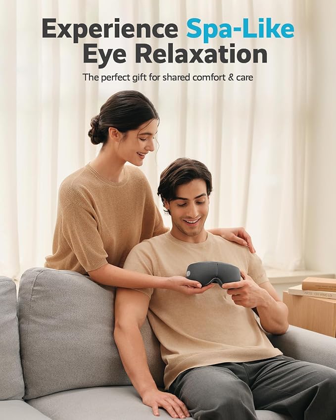SKG Heated Eye Massager Portable Eye Mask for Relax &amp Eye Strain Relief Bluetooth Massaging Eye Massager Ideal Mother's Day/Birthday Gift for Mom Dad Women Men