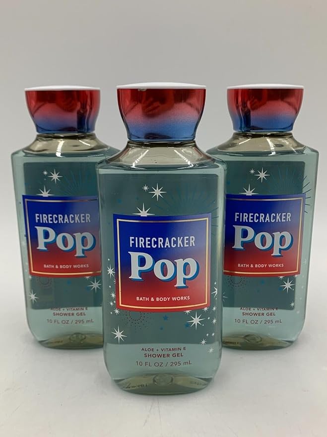 3 SHOWER GEL WASH ALOE VITAMIN E 10 OZ Firecracker Pop bath body