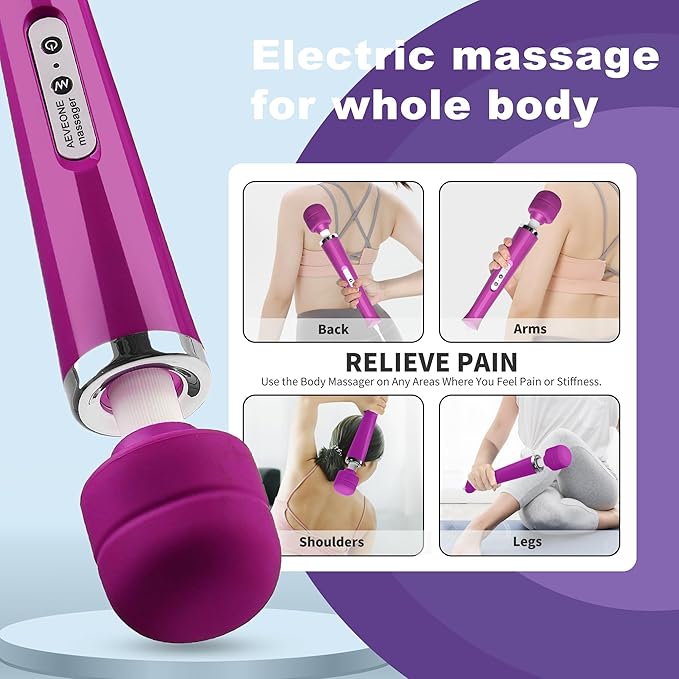 Wired Powerful Handheld Wand Massager Strong Personal Vibration Massage for Sports Recovery Back Muscle Aches Whole Body Pain (Purple)