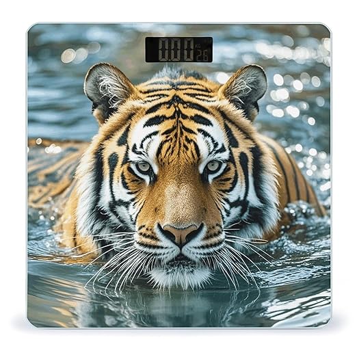 Tiger Swims in The Water Scale for Body Weight Digital Bathroom Scale Accurate Smart Weight Scales with Large Display Weighing Machine High Precision Scales