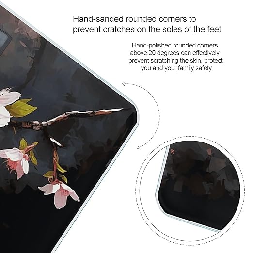 Tempting Cherry Blossoms Bathroom Scale Automatic Power On/Off Body Scales LCD Backlight Display Square Digital Scale Rounded Corners Bathroom Scales for Home Bedrooms