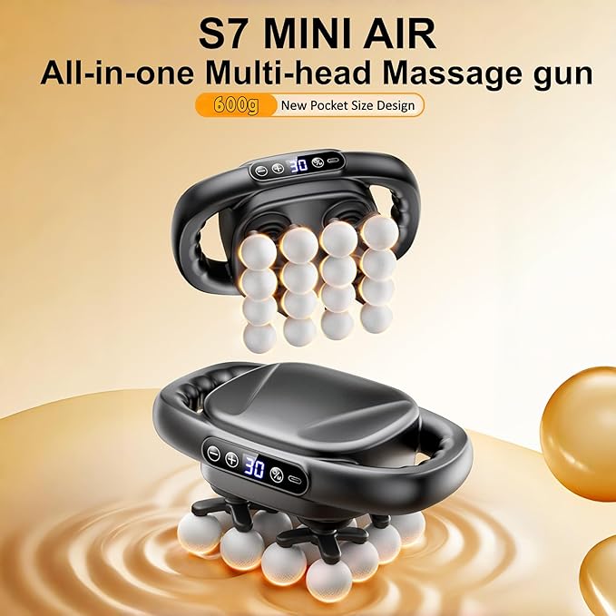 Mini 16 Head Massage Gun Set Mini 16-Drive 8-Head Massage Gun Deep Tissue with 30 Levels &amp 3 Modes for Thighs Arms Waist Back