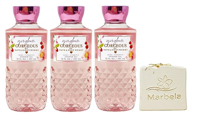 Bath &amp Body Works Gingham Gorgeous - Pack of Three - Shower Gel With Wild Jasmine Soap.